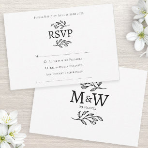 Hochzeitcouple Simple Monogram Initials Minimalist RSVP Karte