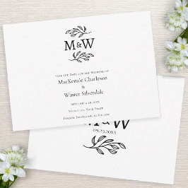 Hochzeitcouple Simple Monogram Initials Minimalist Save The Date