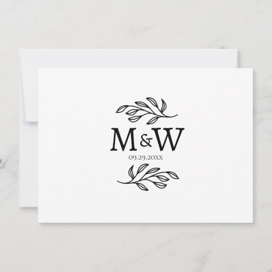 Hochzeitcouple Simple Monogram Initials Minimalist Save The Date (Rückseite)