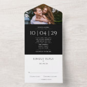 Hochzeitdatum für Schwarz-Weiß-Monogramm-Foto All In One Einladung (Innen Boden)