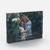 Hochzeitdatum Trendy Letter Custom Foto Block (Links)