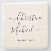 Hochzeitdatumsbrücke, handgeschriebene Kalligraphi Steinuntersetzer (Vorderseite)