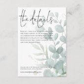 Hochzeitdetails Blaues Eukalyptus-Skript Begleitkarte (Vorderseite)