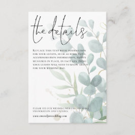Hochzeitdetails Blaues Eukalyptus-Skript Begleitkarte