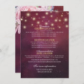 Hochzeitdetails Blumenstrauß-Lichter Burgund Red Einladung (Vorne/Hinten)
