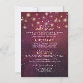 Hochzeitdetails Blumenstrauß-Lichter Burgund Red Einladung