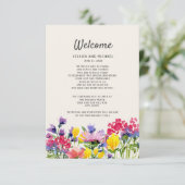 Hochzeitdetails Boho Wasserfarben Wildblumen Blume Begleitkarte (Stehend Vorderseite)