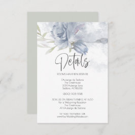 Hochzeitdetails Dusty Blue Watercolor-Rose Einladung