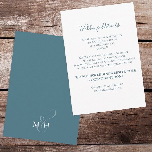Hochzeitdetails Einfach Minimalistisch Blue Custom Begleitkarte