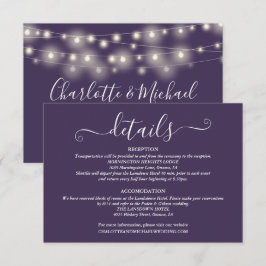 Hochzeitdetails Frühjahrslichtschrift Lila Begleitkarte