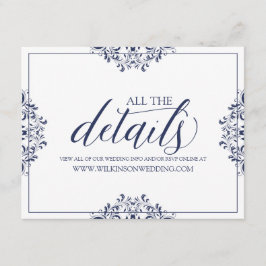 Hochzeitdetails / Info-Karte Elegant Navy Blue Begleitkarte