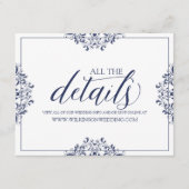 Hochzeitdetails / Info-Karte Elegant Navy Blue Begleitkarte (Vorderseite)