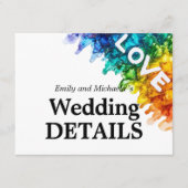 🌈 Hochzeitdetails LGBTQ mit Liebe gestrichen Begleitkarte (Vorderseite)