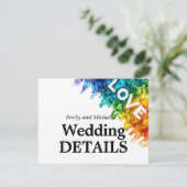 🌈 Hochzeitdetails LGBTQ mit Liebe gestrichen Begleitkarte (Stehend Vorderseite)