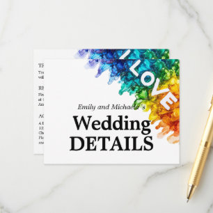 🌈 Hochzeitdetails LGBTQ mit Liebe gestrichen Begleitkarte