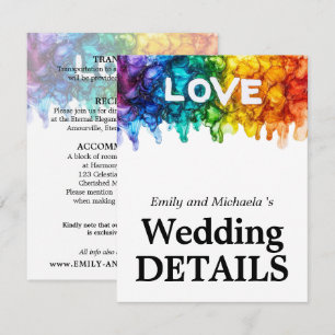 🌈 Hochzeitdetails LGBTQ mit Liebe gestrichen Begleitkarte