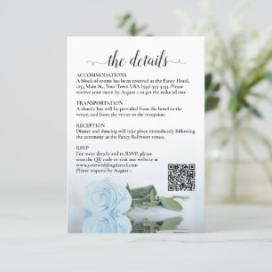Hochzeitdetails Lichttrockener, blauer QR-Rose Begleitkarte