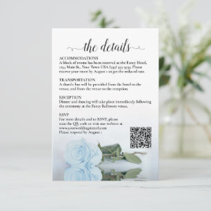 Hochzeitdetails Lichttrockener, blauer QR-Rose Begleitkarte