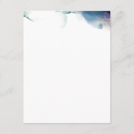 Hochzeitdetails, Lila, blau und Aquamarin Begleitkarte (Rückseite)