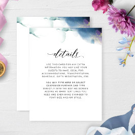 Hochzeitdetails, Lila, blau und Aquamarin Begleitkarte