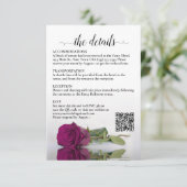 Hochzeitdetails Magenta Himbeere Rose QR Code Begleitkarte (Stehend Vorderseite)