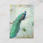 Hochzeitdetails Pfauenfeathers Elegantes Kleines Visitenkarte (Rückseite)