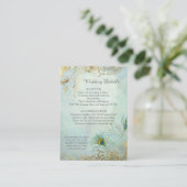 Hochzeitdetails Pfauenfeathers Elegantes Kleines Visitenkarte (Stehend Vorderseite)