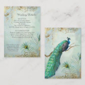 Hochzeitdetails Pfauenfeathers Elegantes Kleines Visitenkarte (Vorne/Hinten)