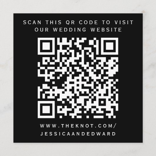 Hochzeitdetails Qr Code Einfache Schwarz-weiße Min Programm (Vorderseite)