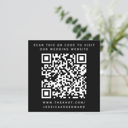 Hochzeitdetails Qr Code Einfache Schwarz-weiße Min Programm (Stehend Vorderseite)