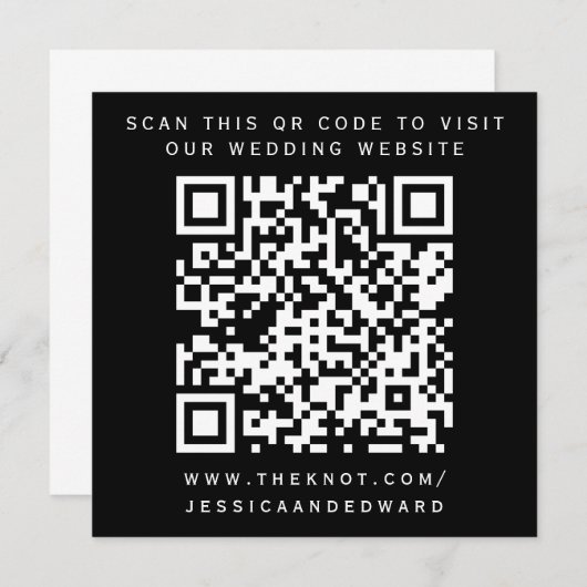 Hochzeitdetails Qr Code Einfache Schwarz-weiße Min Programm (Vorne/Hinten)