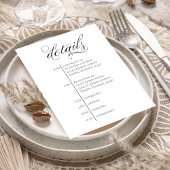 Hochzeitdetails QR Code Schwarz und Weiß Zeitleist Begleitkarte