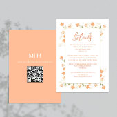 Hochzeitdetails QR Code UAWG Peach Floral Begleitkarte