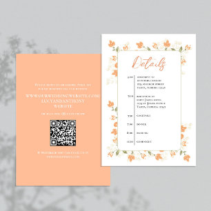 Hochzeitdetails QR Code UAWG Peach Floral Timeline Begleitkarte