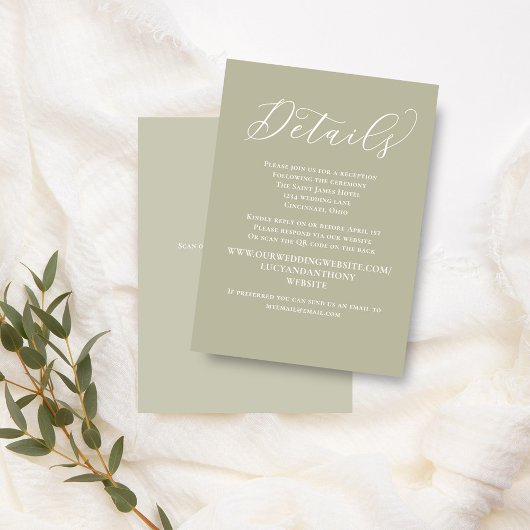 Hochzeitdetails QR Code UAWG Sage Green Begleitkarte
