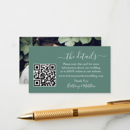 Hochzeitdetails QR Foto Eukalyptus Green Begleitkarte