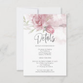 Hochzeitdetails Rosa Aquarellfarben Rose Einladung (Vorderseite)