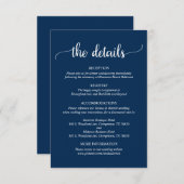 Hochzeitdetails, rustikales blaues Skript der Mari Begleitkarte (Vorne/Hinten)