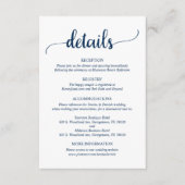 Hochzeitdetails, rustikales blaues Skript der Mari Begleitkarte (Vorderseite)