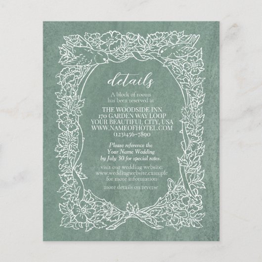 Hochzeitdetails - Sage Wildblume Bird Border Flyer (Vorne)