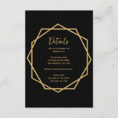 Hochzeitdetails Schwarzes Gold Elegante Geometrisc Begleitkarte (Vorderseite)