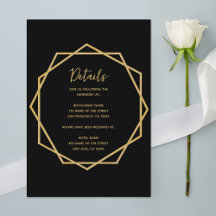 Hochzeitdetails Schwarzes Gold Elegante Geometrisc