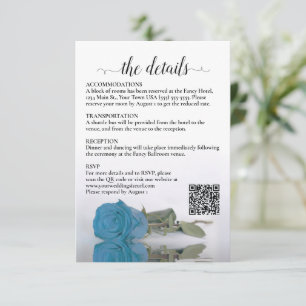 Hochzeitdetails Türkisblau Rose QR Code Encl Begleitkarte