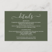 Hochzeitdetails Unterschrift Skript Olive Green Begleitkarte (Vorderseite)