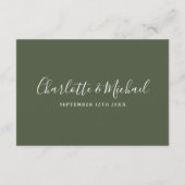 Hochzeitdetails Unterschrift Skript Olive Green Begleitkarte (Rückseite)