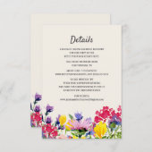 Hochzeitdetails Wasserfarben Wildblumen Boho Flora Begleitkarte (Vorne/Hinten)