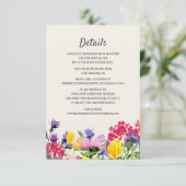 Hochzeitdetails Wasserfarben Wildblumen Boho Flora Begleitkarte (Stehend Vorderseite)