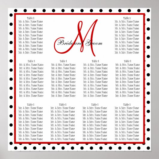 Hochzeitdiagrammpunkte für Vorlagen, rot Poster (Vorne)