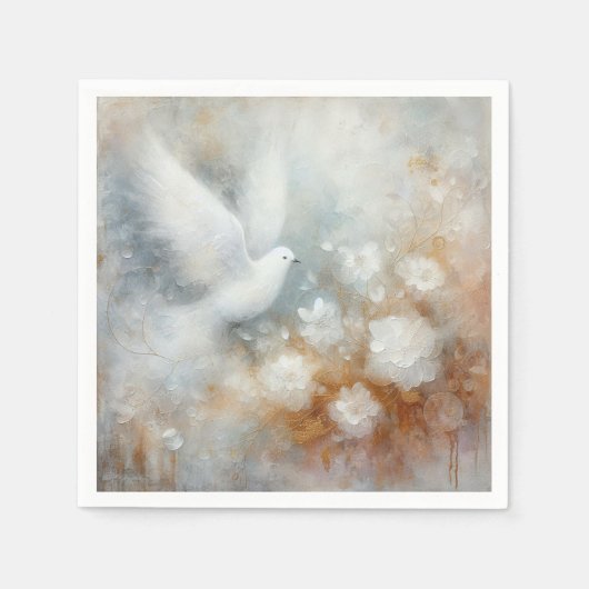 Hochzeitdove Floral Paper Napkins Serviette (Vorderseite)