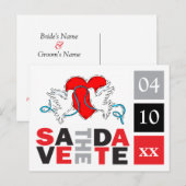 Hochzeitdoves Herz speichern Daten Vorlage (Vorne/Hinten)